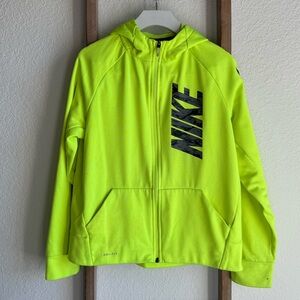 Nike Dri Fit Neon Graphic Zip Up Hoodie boys sz: Large